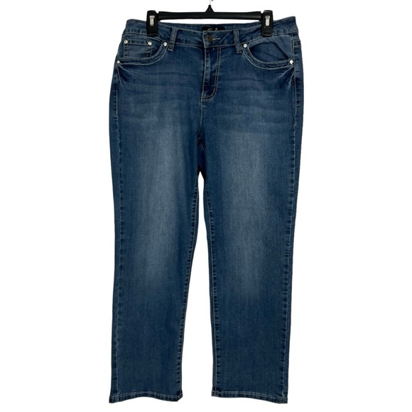 Earl Women’s Blue Jeans Sz 14 Embellishments/embroidery Missing/loose Distressed - Picture 1 of 12